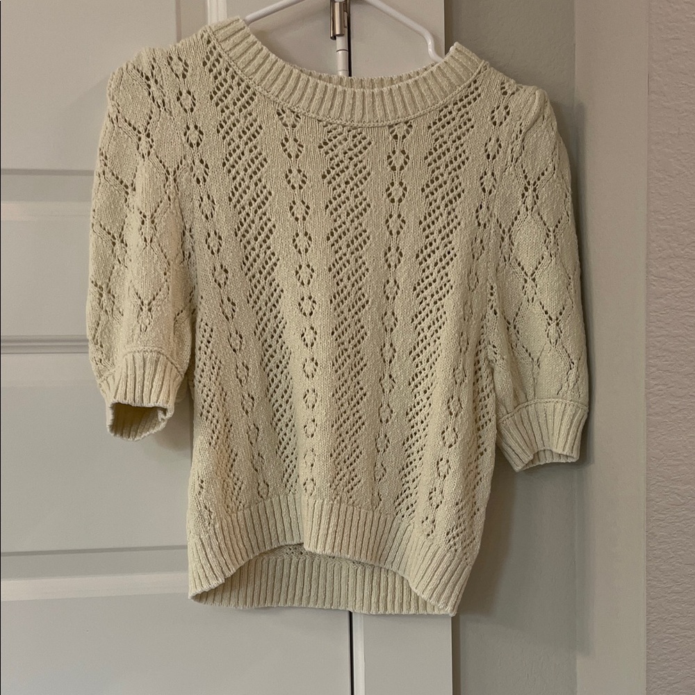 Free People Eloise Open Stitch Puff Shoulder Sweater
